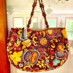 🪷TIANN1🪷 SEQUIN BEADED LINEN BOHO SHOULDER BAG PURSE NWT☀️